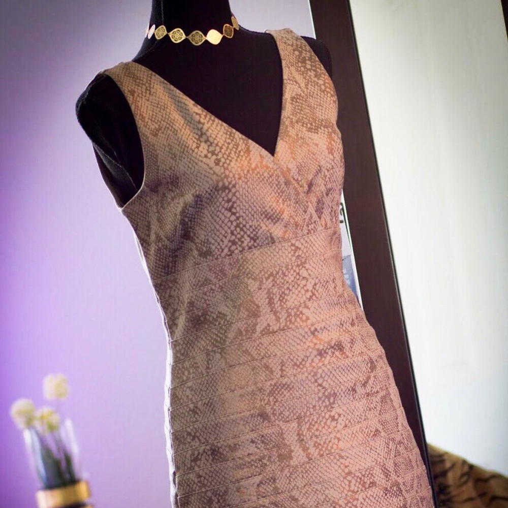 Express Faux Snakeskin Bodycon Midi Dress